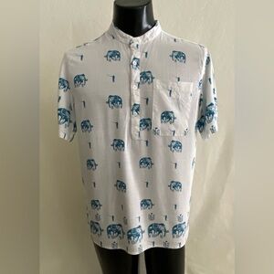 No Laying Up Shirt Men’s Large 4 Button Henley Banded Collar Short Sleeve Golf